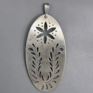 Organic Pierced Large Pendant Signed Dominique Dinouart Designs Sterling Silver